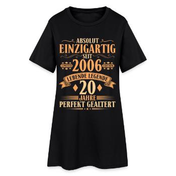 Einzigartig seit 2006 Legende – 20. Geburtstag - Frauen T-Shirt-Kleid - Schwarz - Vorne