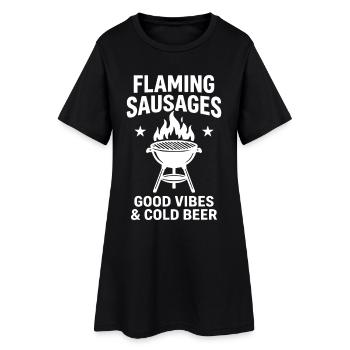 Saucisses flamboyantes, G Vibes et barbecue à la bière froide - Robe T-shirt Femme - noir - Devant