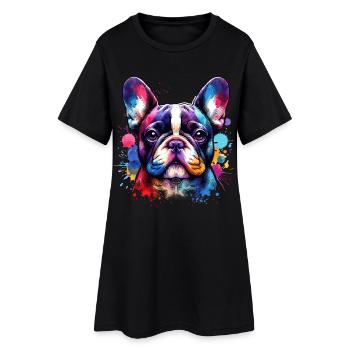 Motif du bouledogue français - Robe T-shirt Femme - noir - Devant