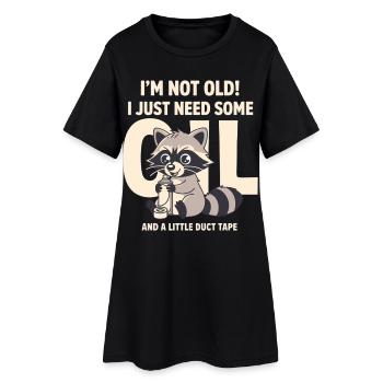 Waschbär-DIY: Nicht alt, braucht Klebeband - Frauen T-Shirt-Kleid - Schwarz - Vorne