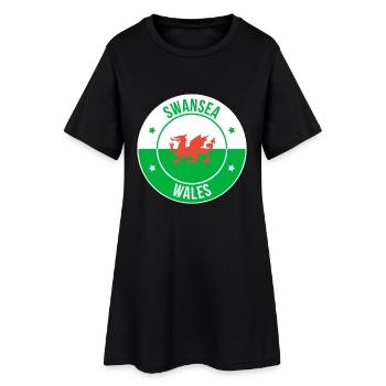 Swansea Wales Dragon Emblem - Women’s T-Shirt Dress - black - Front