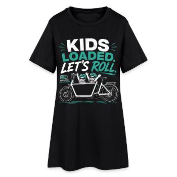 Kids Loaded Lets Roll Lastenrad - Frauen T-Shirt-Kleid - Schwarz - Vorne