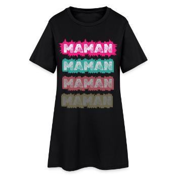 Maman Vintage Coloré – Design Pop Rétro pour Mère - Robe T-shirt Femme - noir - Devant