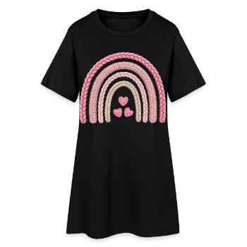 Patron de tricot rose arc-en-ciel - Robe T-shirt Femme - noir - Devant