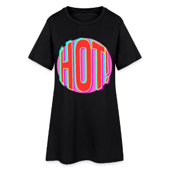 Neon Hot Retro Schriftzug - Frauen T-Shirt-Kleid - Schwarz - Vorne