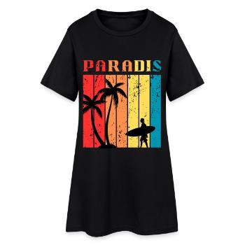 Paradise Surf été | Surf & Beach Retro Vintage - Robe T-shirt Femme - noir - Devant