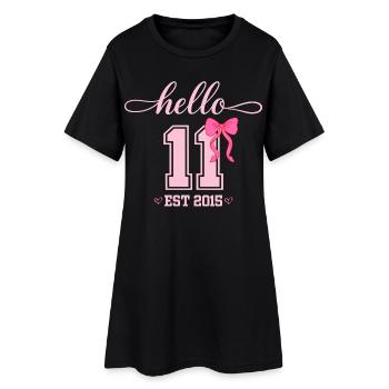 Hello 11 Est 2015 Coquette Bow Girl Birth - Women’s T-Shirt Dress - black - Front