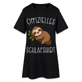 Offizielles Schlafshirt Faultier - Frauen T-Shirt-Kleid - Schwarz - Vorne