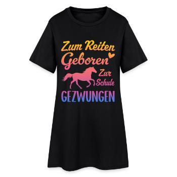 Né pour monter Forcé d’aller à l’école Chevaux - Robe T-shirt Femme - noir - Devant