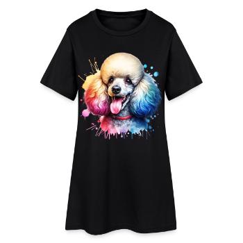 Motif du caniche - Robe T-shirt Femme - noir - Devant