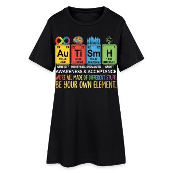 Sensibilisation à l’autisme Chimie Neurodiversité - Robe T-shirt Femme - noir - Devant