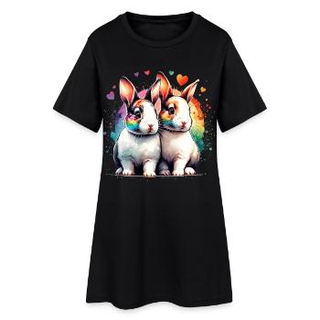 Cadeau du petit lapin Rex - Robe T-shirt Femme - noir - Devant