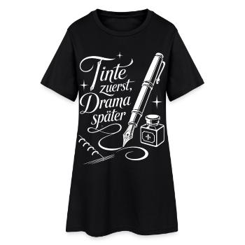 Tintenliebe für Schreibnerds - Frauen T-Shirt-Kleid - Schwarz - Vorne