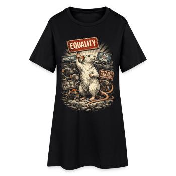 Farbratte Fancy Rat Großmaus Hausratte - Frauen T-Shirt-Kleid - Schwarz - Vorne