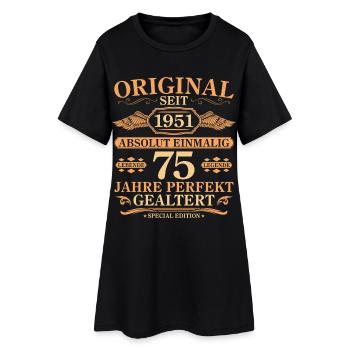 Original seit 1951 Baujahr 75. Geburtstag - Frauen T-Shirt-Kleid - Schwarz - Vorne