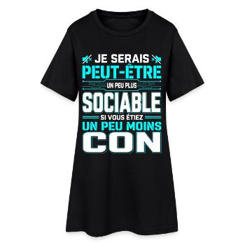 Je Serais Peut-Être Plus Sociable - Robe T-shirt Femme - noir - Devant