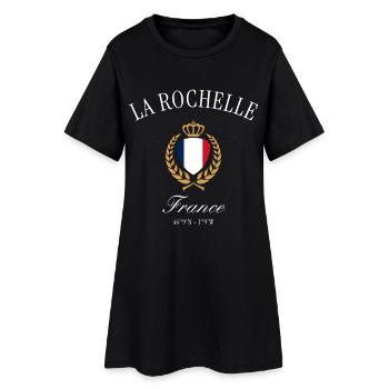 La Rochelle Frankreich Wappen Krone Reise Souvenir - Frauen T-Shirt-Kleid - Schwarz - Vorne
