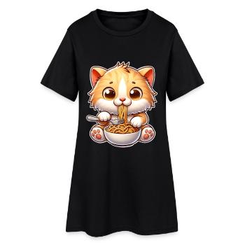 Pâtes spaghettis chaton - Robe T-shirt Femme - noir - Devant