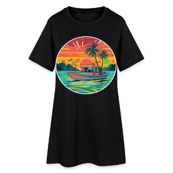 Retro Boat Sunset Tropics - Robe T-shirt Femme - noir - Devant