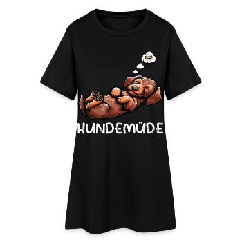 Hundemüde Rauhaardackel Dackel Dackelbesitzer  - Frauen T-Shirt-Kleid - Schwarz - Vorne