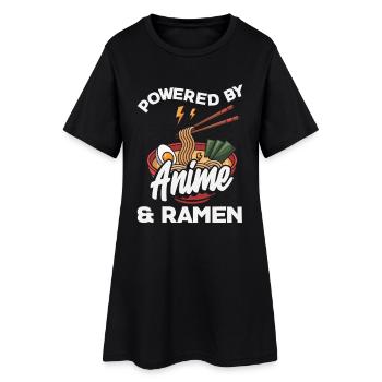 Powered By Anime Und Ramen Nudel Fan - Frauen T-Shirt-Kleid - Schwarz - Vorne