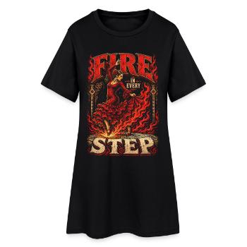 Flamenco Fire In Every Step - Frauen T-Shirt-Kleid - Schwarz - Vorne