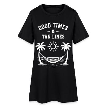 Good Times and Tan Lines Strand Urlaub Sommer - Frauen T-Shirt-Kleid - Schwarz - Vorne