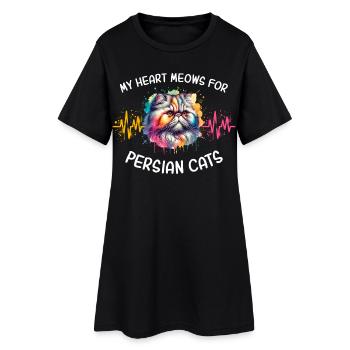 Ligne du cœur du chat perse - Robe T-shirt Femme - noir - Devant