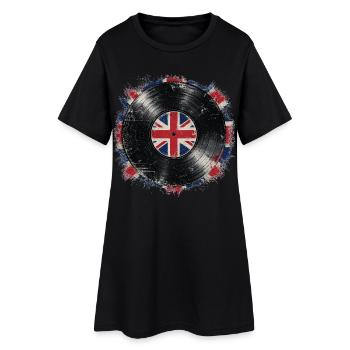 British Vinyl Flag - Frauen T-Shirt-Kleid - Schwarz - Vorne