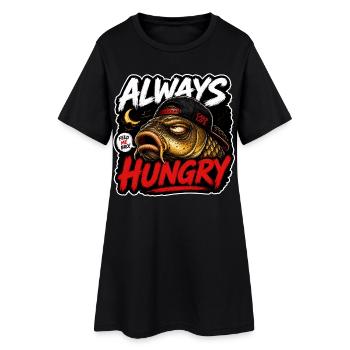 Chemise drôle de pêche à la carpe – Toujours affamé - Robe T-shirt Femme - noir - Devant