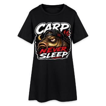 Funny Carp Fishing Shirt / mug – Carp Never Sleep - Women’s T-Shirt Dress - black - Front