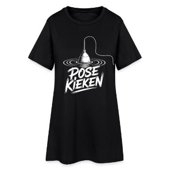 Angler Pose Design - Frauen T-Shirt-Kleid - Schwarz - Vorne