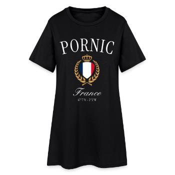 Pornic Frankreich Wappen Krone – Reise Souvenir - Frauen T-Shirt-Kleid - Schwarz - Vorne