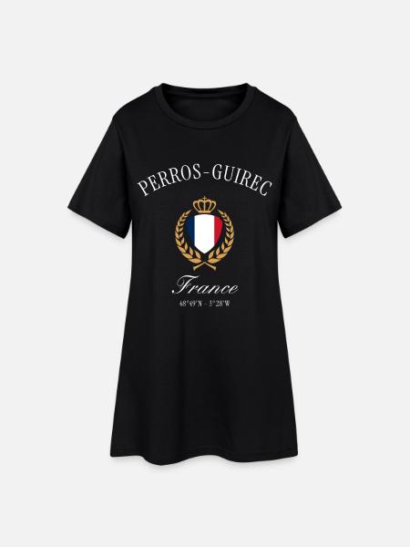 Perros-Guirec Frankreich Wappen – Reise Souvenir - Frauen T-Shirt-Kleid - Schwarz