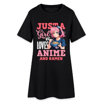 Girl Loves Anime And Ramen Noodles - Women’s T-Shirt Dress - black - Front