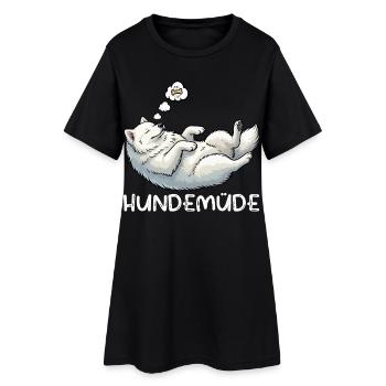 Hundemüde Samojede Samojedenbesitzer Samojedenhund - Frauen T-Shirt-Kleid - Schwarz - Vorne