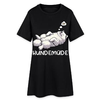 Hundemüde Samojede Samojedenbesitzer Samojedenhund - Frauen T-Shirt-Kleid - Schwarz - Vorne