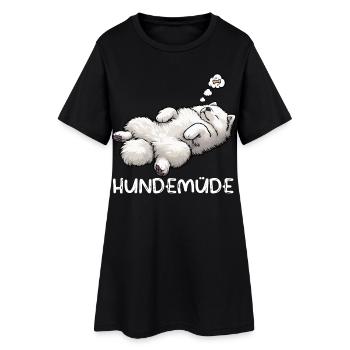 Hundemüde Samojede Samojedenbesitzer Samojedenhund - Frauen T-Shirt-Kleid - Schwarz - Vorne