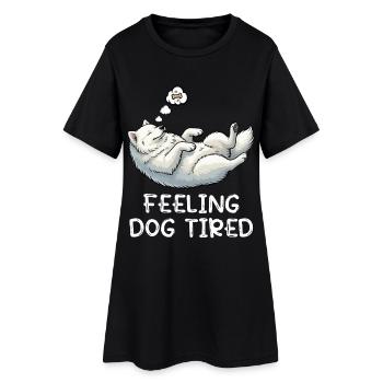 Se sentir fatigués par le chien Amoureux des Samoyèdes - Robe T-shirt Femme - noir - Devant