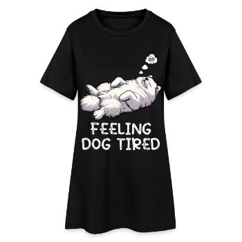 Se sentir fatigués par le chien Amoureux des Samoyèdes - Robe T-shirt Femme - noir - Devant