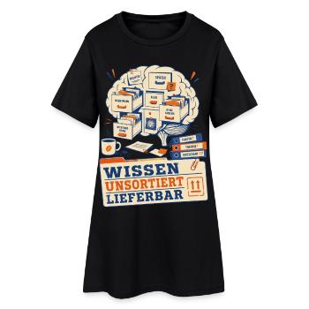 Wissen unsortiert lieferbar - Frauen T-Shirt-Kleid - Schwarz - Vorne