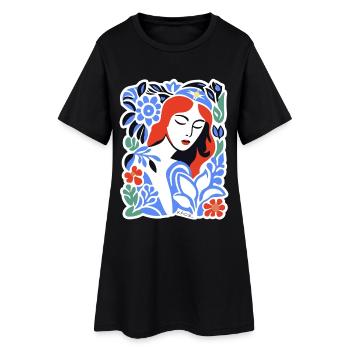 Portrait des fleurs bleues - Robe T-shirt Femme - noir - Devant