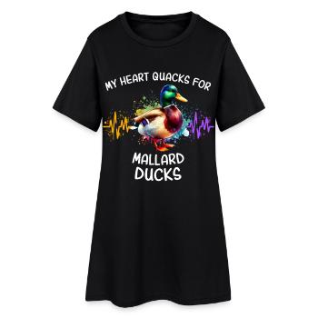 Ligne du cœur des colverts - Robe T-shirt Femme - noir - Devant