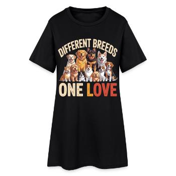 Races différentes : Un aime les chiens - Robe T-shirt Femme - noir - Devant