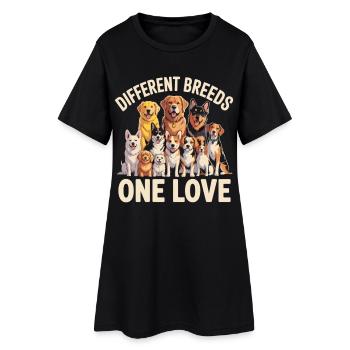 Races différentes : Un aime les chiens - Robe T-shirt Femme - noir - Devant