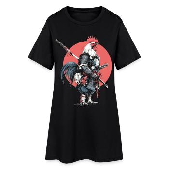 Hahn-Samurai in Rüstung - Frauen T-Shirt-Kleid - Schwarz - Vorne