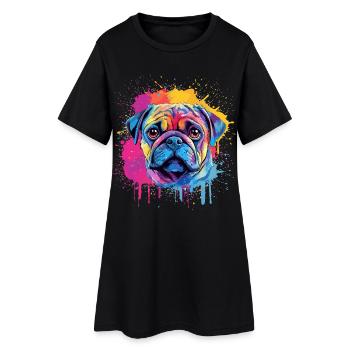 Portrait couleur Splash Carlin - Robe T-shirt Femme - noir - Devant