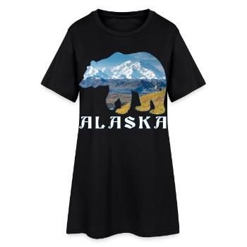 Alaskan Bear Lake and Mountain Alaska Souvenir - Women’s T-Shirt Dress - black - Front
