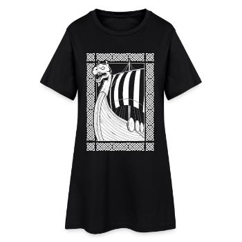 Drachenboot der Nordmänner - Wikinger - Frauen T-Shirt-Kleid - Schwarz - Vorne