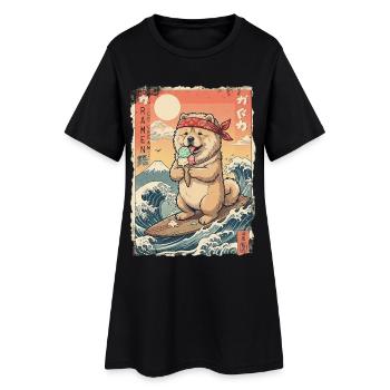 Chow Chow Kawaii - Frauen T-Shirt-Kleid - Schwarz - Vorne